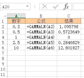 <b>Excel GAMMALN 函数 使用实例教程</b>