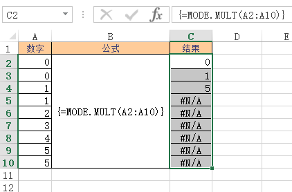 <b>Excel MODE.MULT 函数 使用实例教程</b>