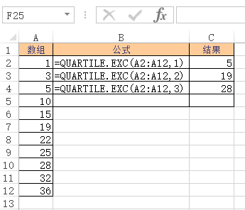 <b>Excel QUARTILE.EXC 函数 使用实例教程</b>