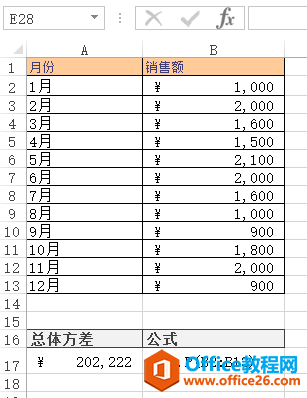 <b>Excel VAR.P 函数 使用实例教程</b>