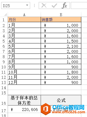 <b>Excel VAR.S 函数 使用实例教程</b>