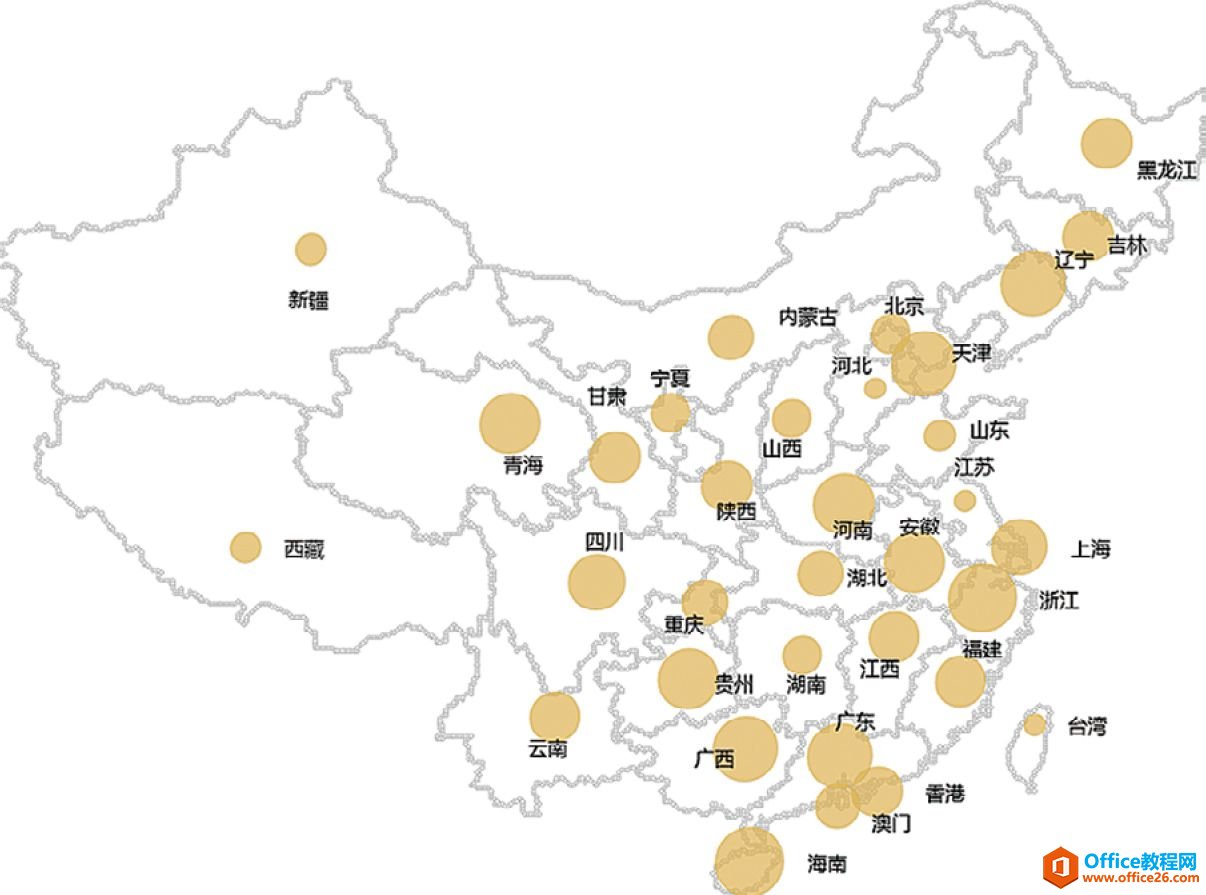 <b>Excel气泡图的图形转换技巧 数据地图［李代桃僵］</b>