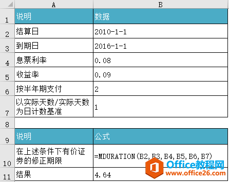 <b>Excel MDURATION 函数 使用教程</b>