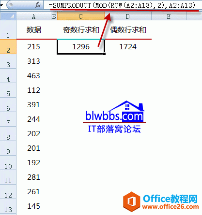 <b>excel 奇（偶）数行求和方法和函数公式的具体意义</b>