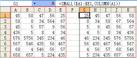 <b>Excel中Small和Column函数配合实现排序</b>