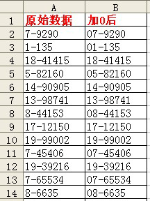 <b>excel FIND函数 实现将短划线号前小于10的数前添加0</b>