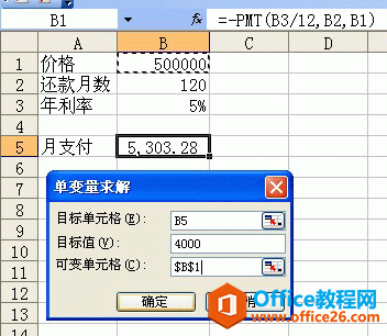 <b>excel单变量求解用法及实例教程</b>