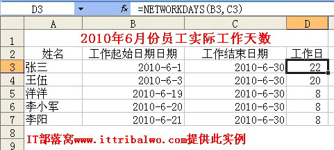 <b>Excel NETWORKDAYS函数 计算日期之间的实际工作日</b>